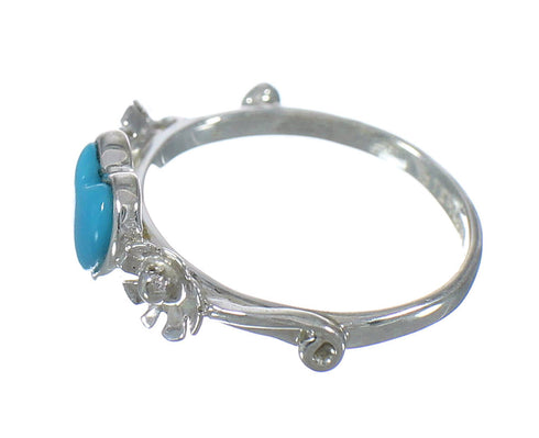 Silver Turquoise Heart Flower Ring Size 6-1/4 RX62411